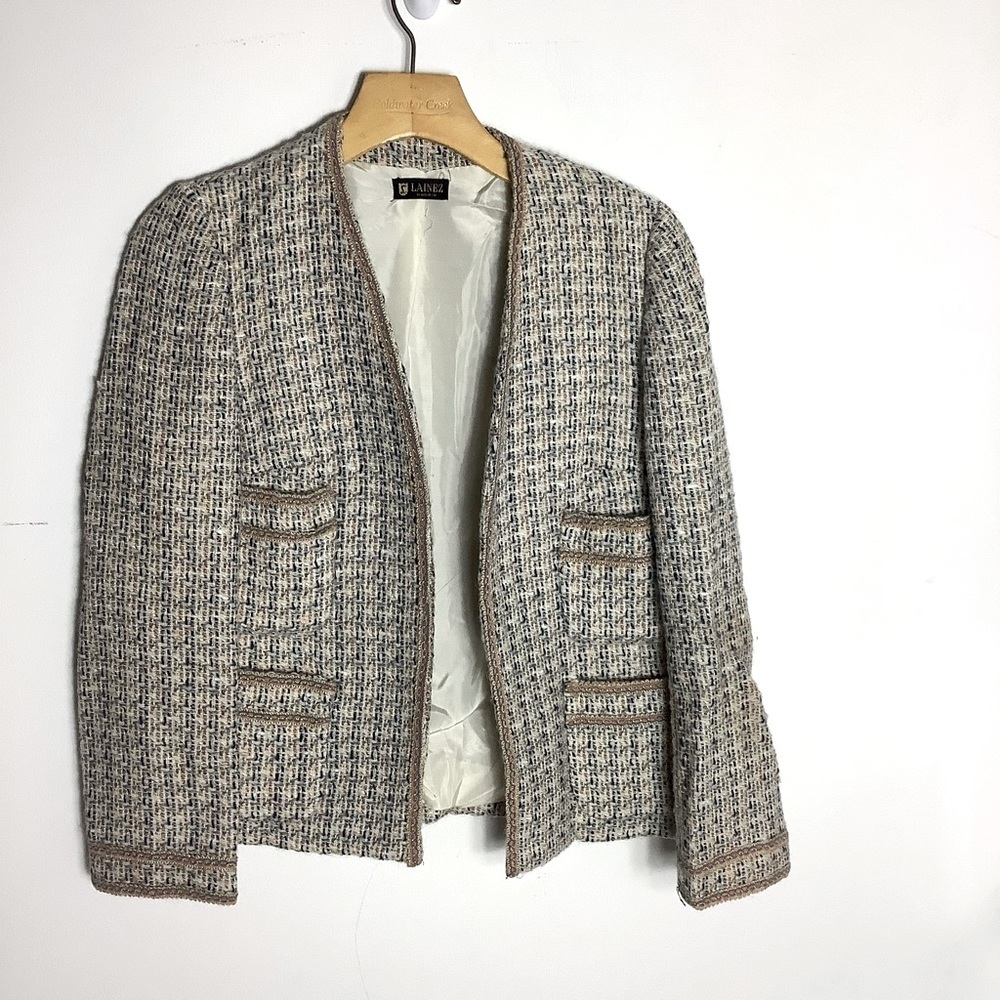 Vintage Lanez Waffle Weave wool blazer